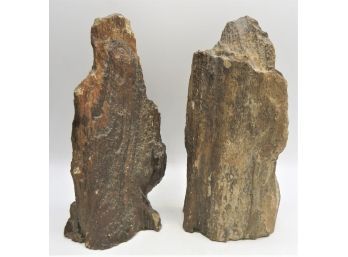 Petrified Wood Bookends With Felt Bottoms - Pair