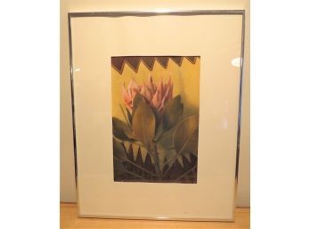 Gladys Tietz Paint On Photograph Of Pink Flower, Framed