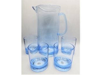Sun Country Heavy Base Pitcher And Heavy Base Double Old Fashioned Acrylic Glasses - New In Box