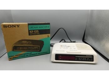 Retro Sony Dream Machine AM/FM Radio Alarm Clock - Model ICF-C25 With Box