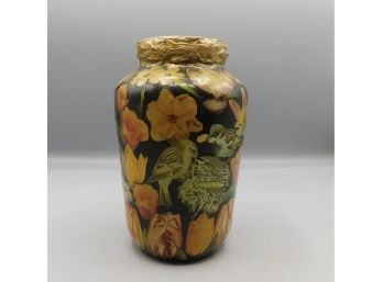 Paper Mache Floral Pattern Glass Vase