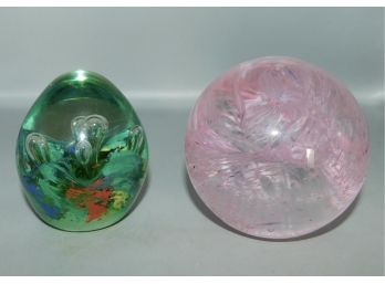 Glass Paperweights / Decor - 2 Total