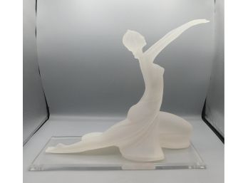 Art Deco Lucite Hand Sculpted Dancer Figurine With Acrylic Base
