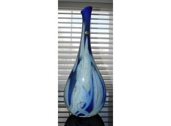 Italian Art Glass Swirl Pattern Hand Crafted Vase - Made In Italy