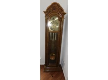 Vintage Pearl Wooden Grandfather Clock - Key Included #456-6860