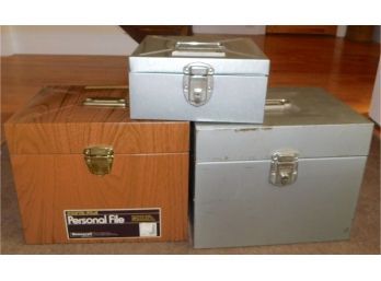 Personal File Locking Aluminum Storage Bins - Set Of Three