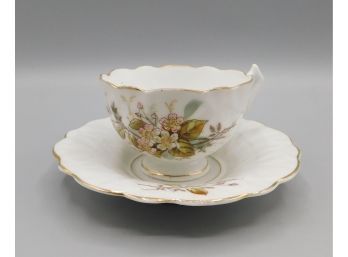 Floral Hand Decorated Gold Tone Decorated Teacup & Saucer