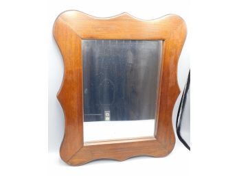 Cherry Wood Framed Vintage Wall Hanging Mirror