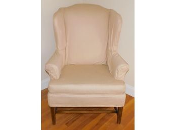 Wingback Creme Colored Upholstered Arm Chair