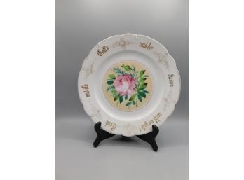 1959 Vintage German Floral Ceramic Plate