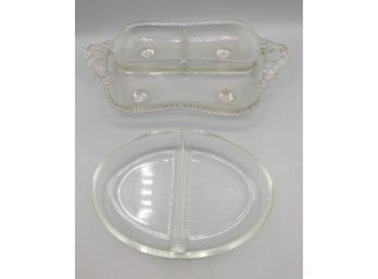 Sectioned Glass Candy Dishes - Set Of Two
