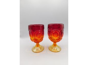 Red To Yellow Ombre Embossed Drinking Glasses - Set Of Two