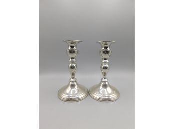 WEB Weighted Pewter Candlestick Holders - Set Of Two