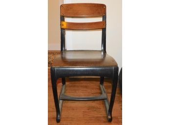 Metal Framed Cherry Wood Vintage Desk Chair