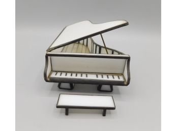 Milk Glass Welded Piano & Bench Figurine