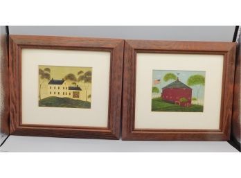 Colonial House Framed Art Prints - Set Of Two