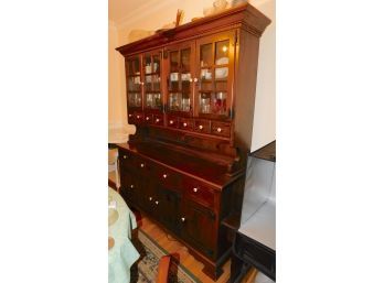 Cherry Wood Vintage Hutch China Cabinet