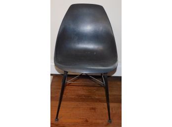 Vintage Eames Style Fiberglass Black Hard Plastic Chair