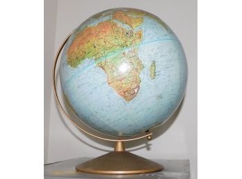 World Globe On Gold Tone Stand