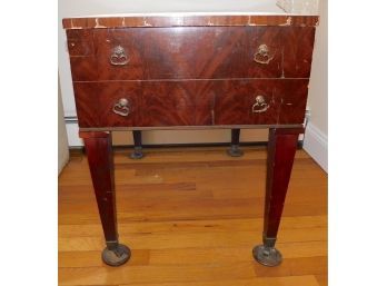 Leather Top Wooden Vintage Side Table With Storage Drawer Project
