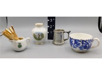 Vase, Teacup, Pewter Stein & Metal Toothpick - Miniature Assorted Lot