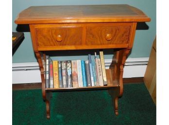 Oak Side Table With Attached Bottom Book Shelf