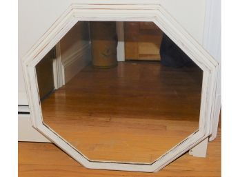 Rustic Style White Painted Octagonal Wall Hanging Mirror