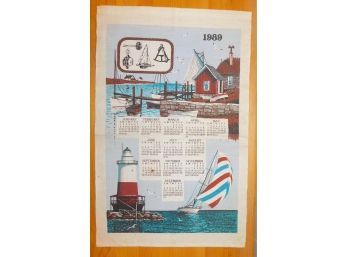 Lighthouse & Sailboat 1989 Fabric Calendar