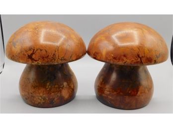 Genuine Alabaster Italian Mushroom Decorative Bookends