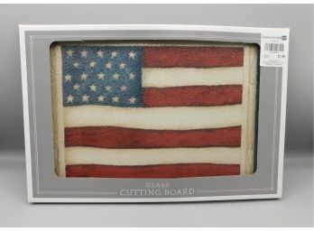 American Flag Pattern Glass Cutting Board With Box