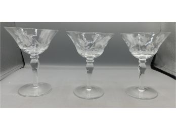 Etched Cocktail Glasses - 5 Total