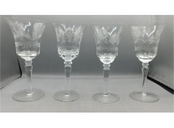 Etched Wine Glasses - 5 Total