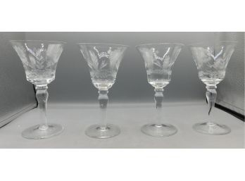 Etched Wine Glasses - 4 Total