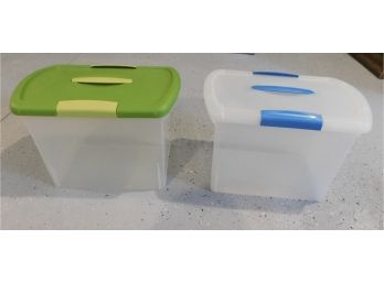 Sterilite Plastic Storage Bins With Clip-on Lids - Set Of 2 Total