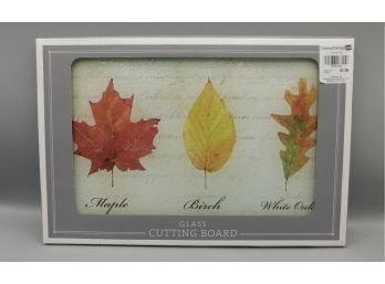 Leaf Pattern Glass Cutting Board With Box