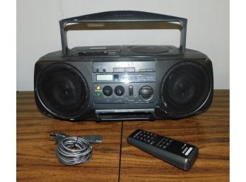 Retro Sony CFD-V30 Radio/cD Cassette Player With Remote And Power Cord Included