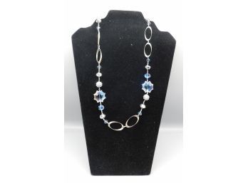 Costume Jewelry Blue Rhinestone Necklace