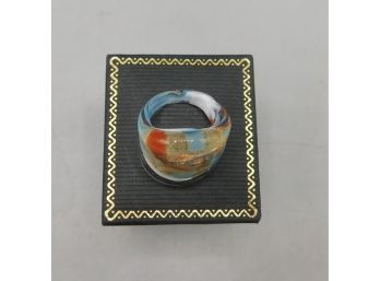 Hand Crafted Fumed Glass Ring - Size 5 With Box