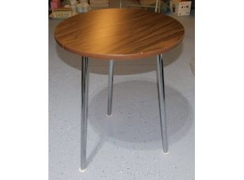 Pressed Board Wood Grain Style Laminate Top Pedestal End Table