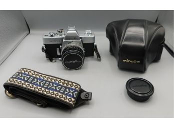 Minolta SRT101 Film Camera With Minolta MC Rokkor-PF 55mm Lens With Strap And Case