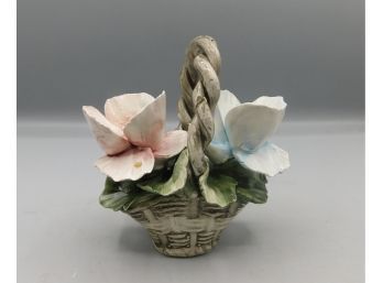 Vintage Capodimonte Bone China Flower Basket Decoration