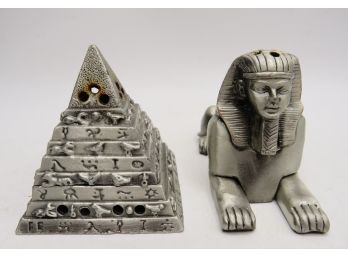 Metal Incense Holders - Pyramid & Sphinx - Set Of 2