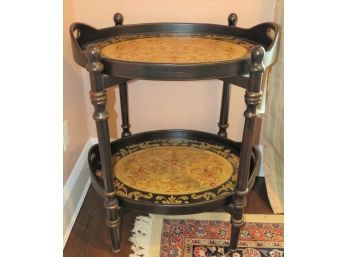 Serving Cart Painted Wood With 2 Removable Handled Serving Trays