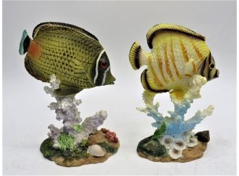 Shiah Yih Fish With Coral Figurines - Set Of 2