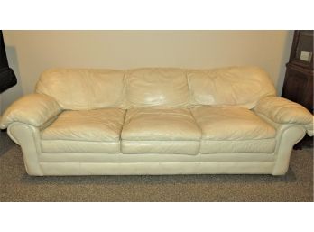 Hickory Springs Manufacturing Co. Queen Size Ivory Leather Sleeper Sofa