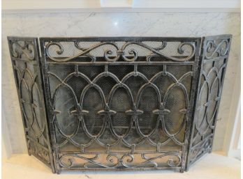 Scroll Design Fireplace Screen 3 Panel With Mesh