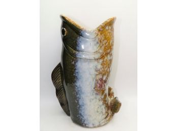 Wide Mouth Ceramic Fish Vase