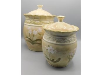 Cheri Blum For 222 Fifth 'Narcissus' Decorative Ceramic Jars With Lids - Set Of Two