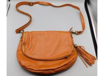 Vera Pelle Orange Genuine Italian Leather Crossbody Purse