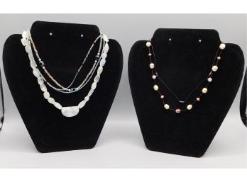 Beaded Necklace Set With Express Faux Pearl Necklace